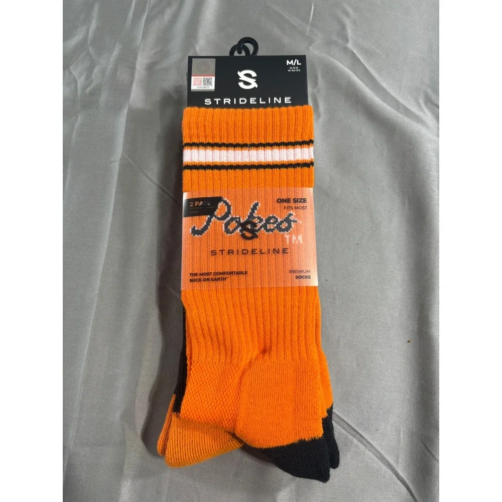 Strideline Oklahoma State OSU Cowboys Pokes 2 Pack Crew Socks Mens M/L 8-12 NEW